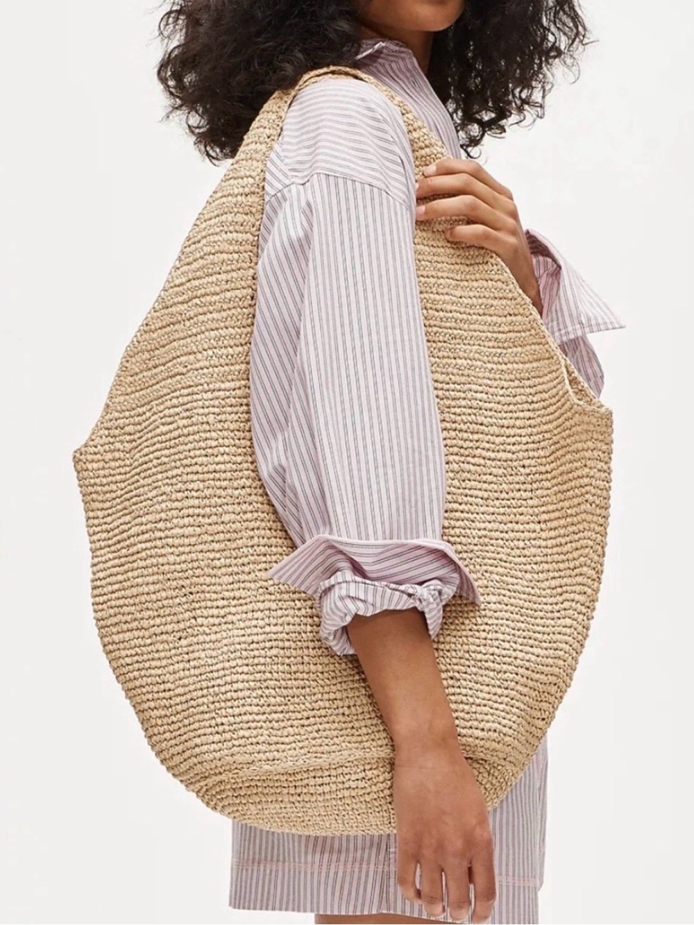 NWT J Crew Large HandKnotted Straw Tote Bag Natural - Picture 2 of 6